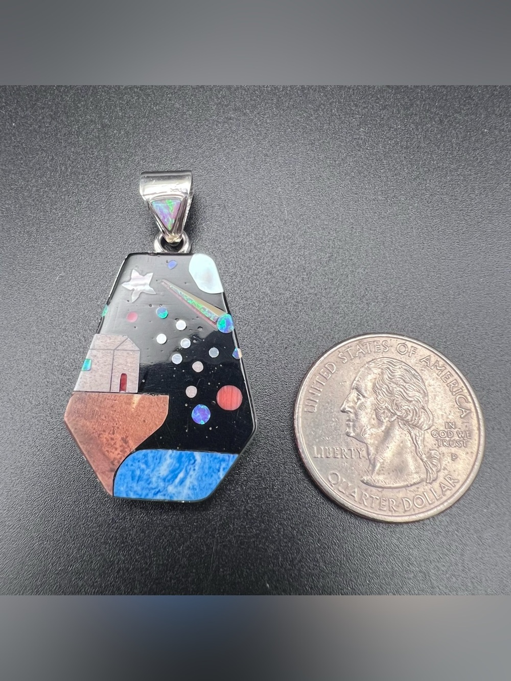 Sterling Silver Galaxy Inlay Pendant - Cliff House - Picture 2 of 5